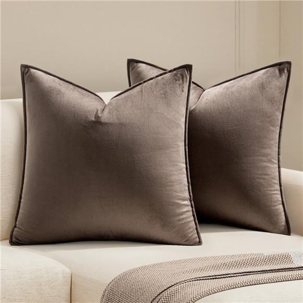 Pack of 2 Decorative Velvet Throw Pillow Cover Soft Pillowcase Solid Square